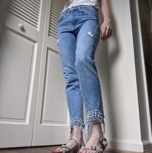 & Denim Blue Jeans Peal Embellishment Bottom 27